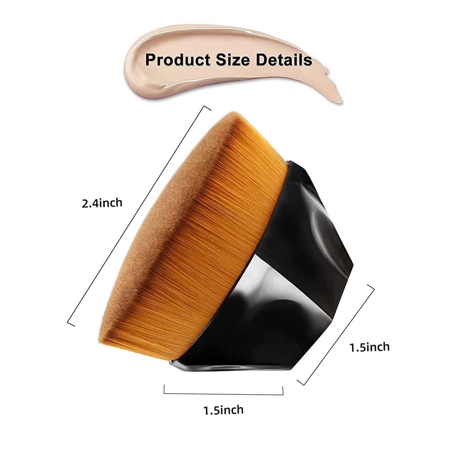 foundation makeup brush flat top hexagon face blush liquid powder (black) (pack of 1)