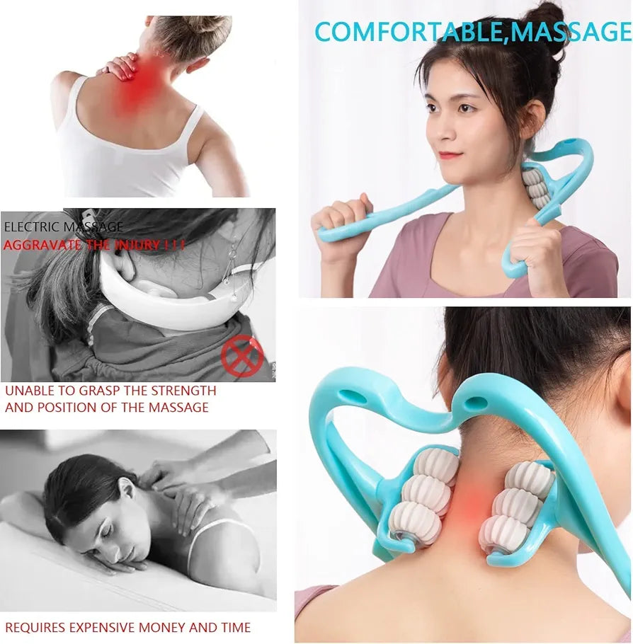 6 wheel dual pressure point cervical neck massager
