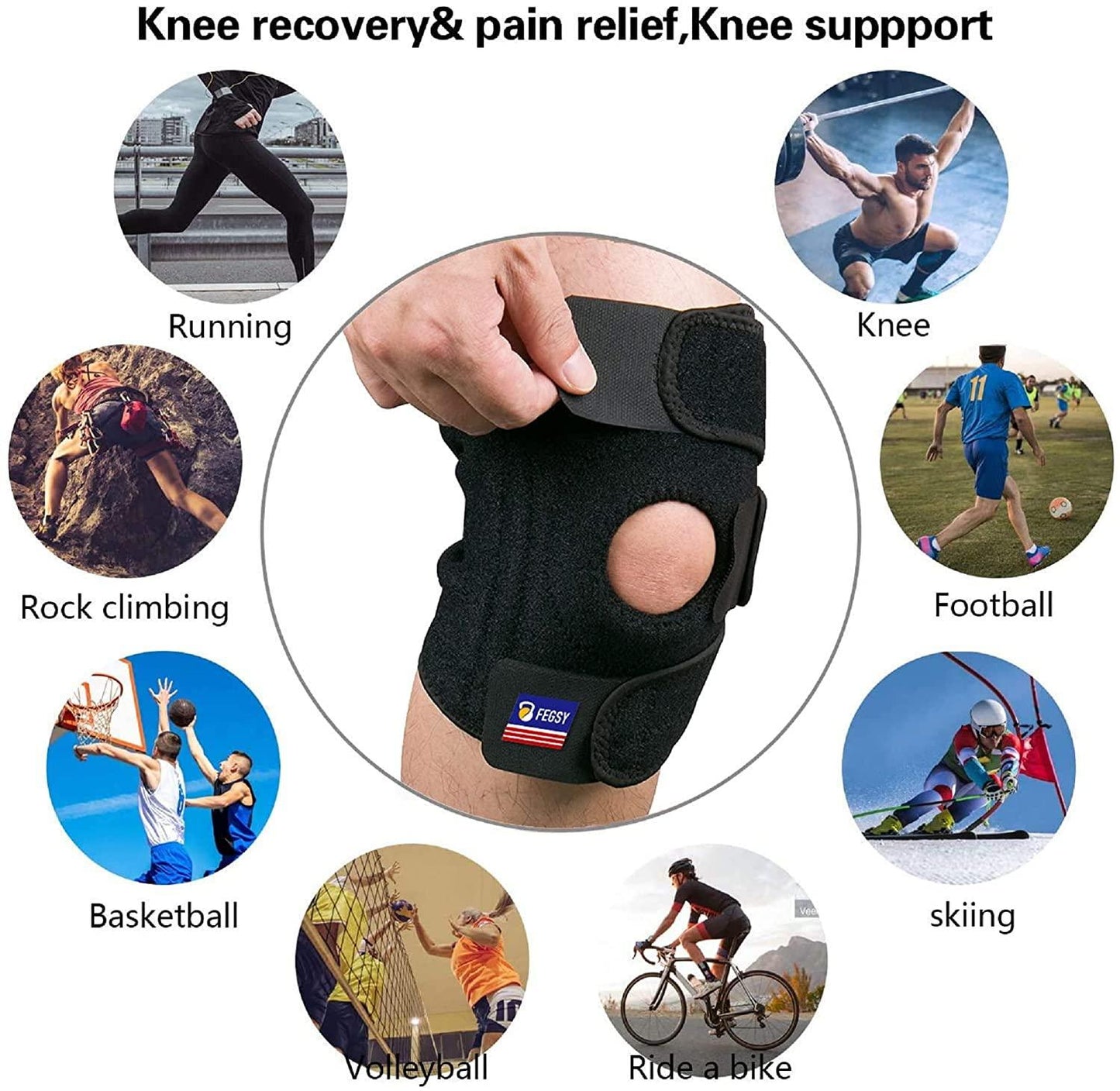 adjustable knee cap support brace for knee