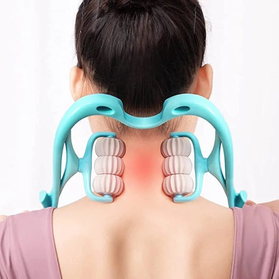 6 wheel dual pressure point cervical neck massager