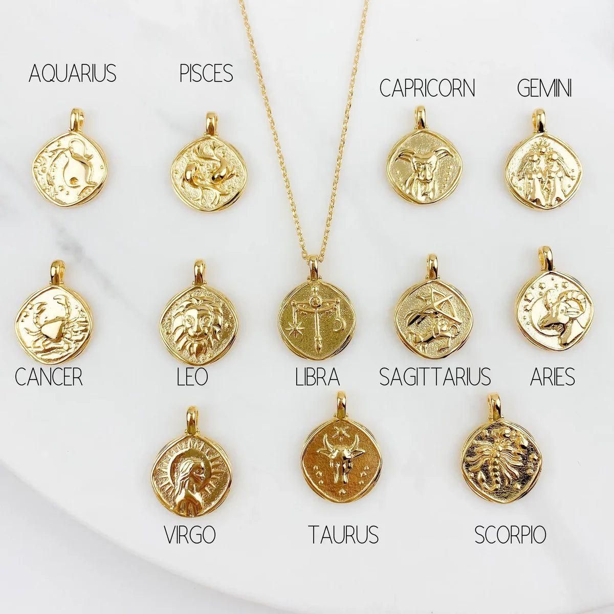 gold plated zodiac sign necklace