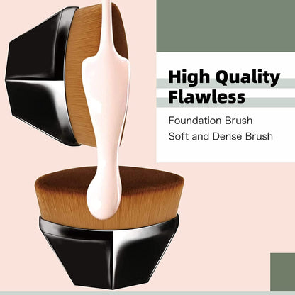 Foundation Makeup Brush Flat Top Hexagon Face Blush Liquid Powder (Black) (Pack of 1)