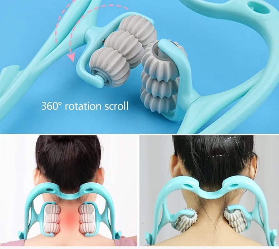 6 wheel dual pressure point cervical neck massager