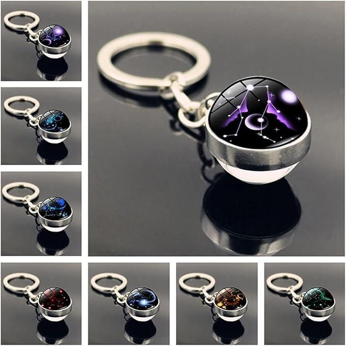 zodiac gemstone keychain