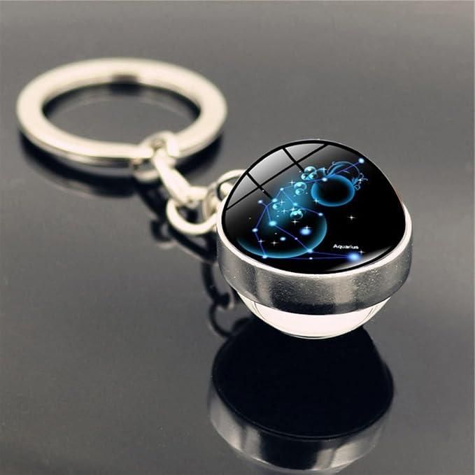 zodiac gemstone keychain
