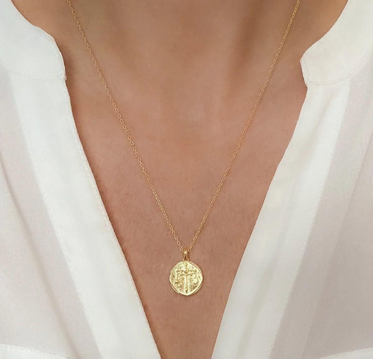 gold plated zodiac sign necklace