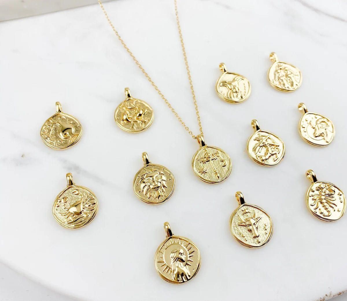 gold plated zodiac sign necklace