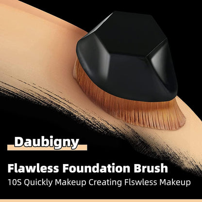 Foundation Makeup Brush Flat Top Hexagon Face Blush Liquid Powder (Black) (Pack of 1)